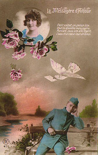 carte ancienne couple d'amoureux